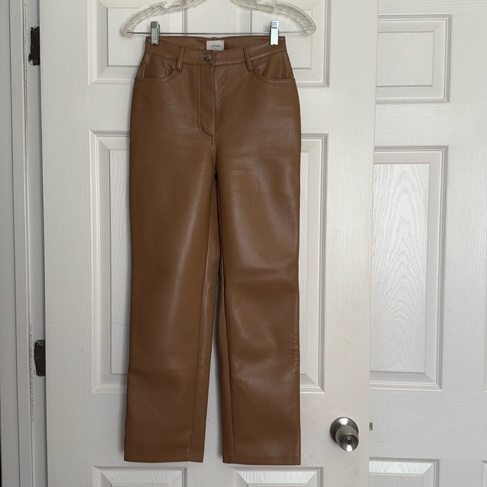 Aritzia Wilfred Camel Melina Leather Pants 0